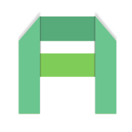 Green stylized letter A logo for app